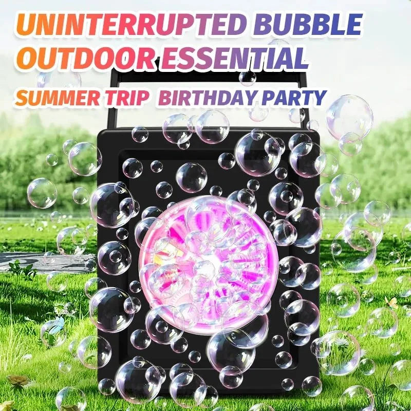 10 Hole Fully Automatic Stage Bubble Blowing Handheld Electric Bubble Machine Toy Outdoor Birthday without Battery &Bubble Water