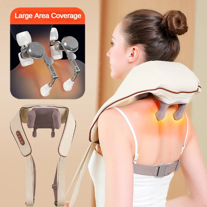 Neck Massager with low Heat Back Shoulder Massager Area Coverage Bionic kneading Wireless Massage