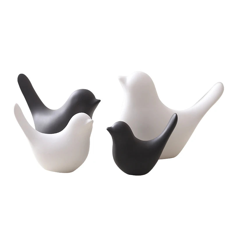 Nordic Creative White Ceramic Bird Figurines Home Decoration Accessories Party Crafts for Living Room Shelves Wedding Ornaments