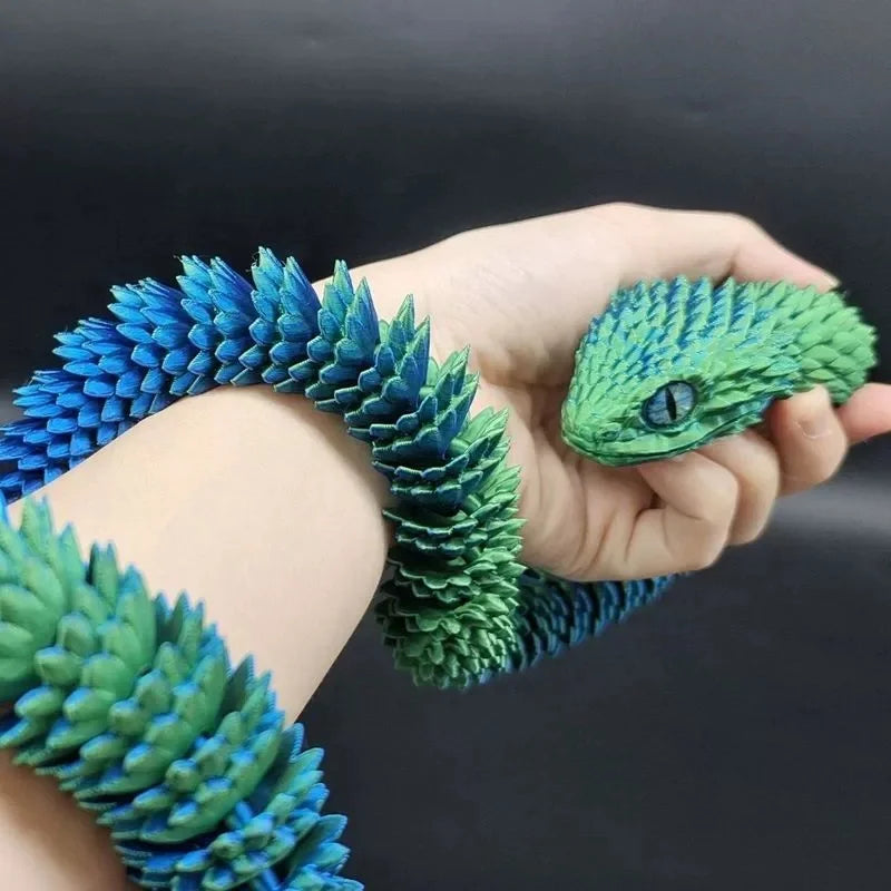 3D Printed Snake Rotatable Articulated Snake Joint Mobility Animal Simulation Model Office Desktop Ornament Home Decor Kids Gift