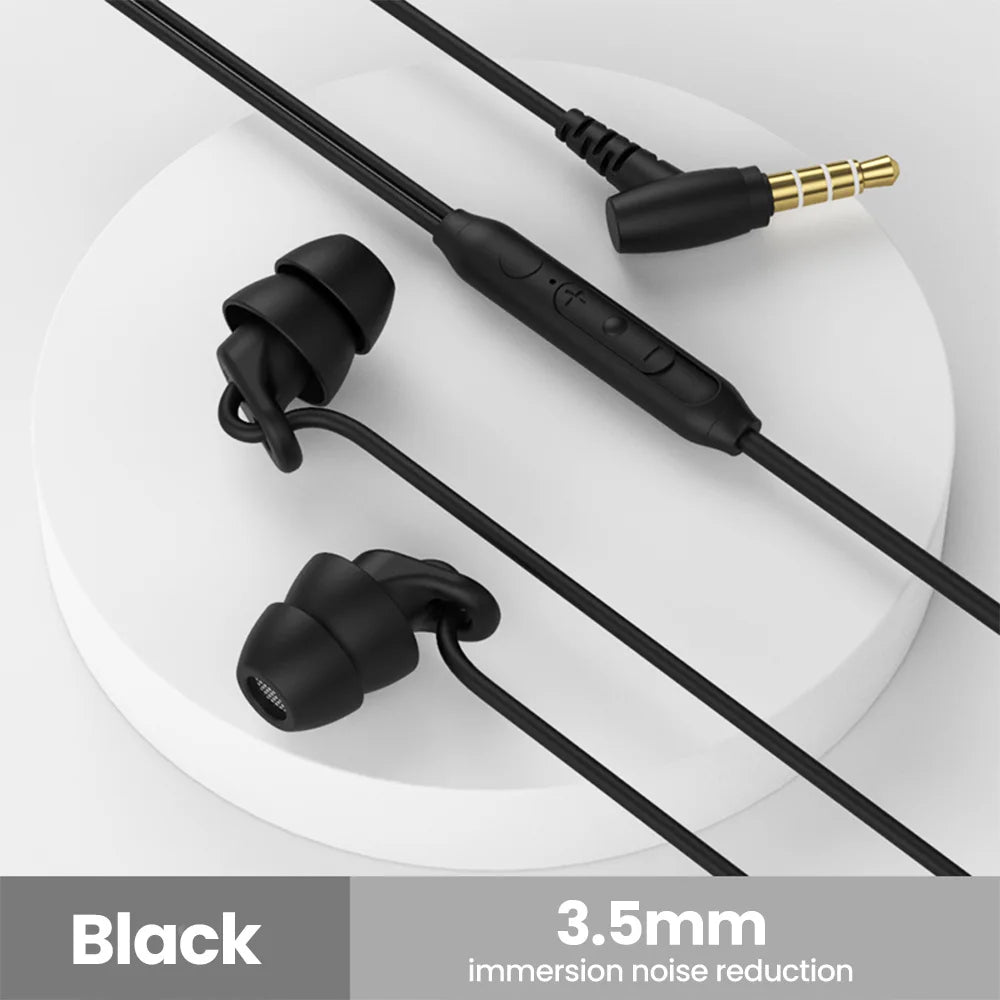 OLAF Silicone In-ear 3.5mm Jack Wired Earphones Handsfree Sleep Headphones With Cable Earbuds In-line Control Headset With Mic