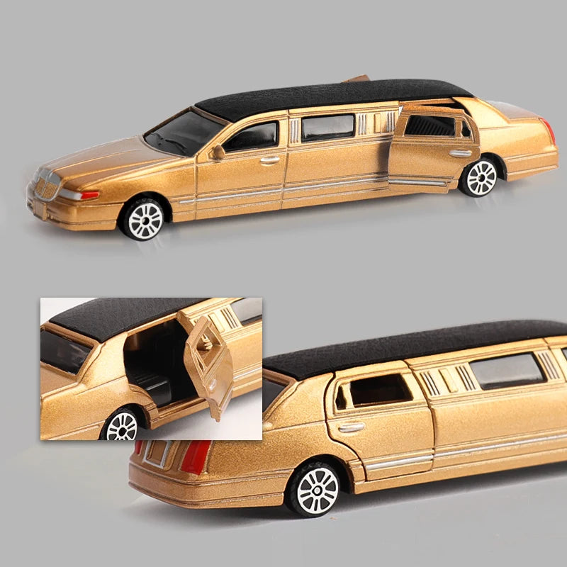 Diecast Metal Toy Vehicle Model Stretch Lincoln Limousine Luxury Educational Car Collection Gift Kid Doors Openabl