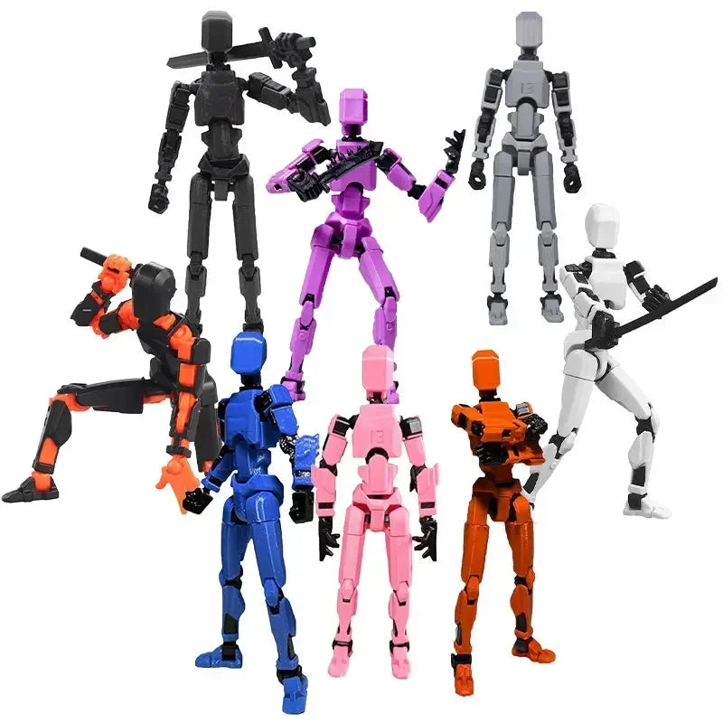 DIY Luminous T13 Multi-Jointed Movable Shapeshift Robot 3D Printed Mannequin Lucky robot and dog Action Figures Toys kids Gifts