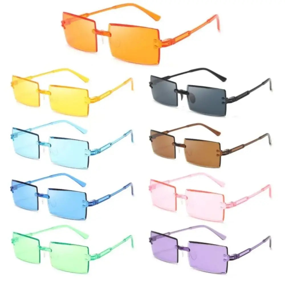 Trendy Rimless Sunglasses UV Protection Men Women Fashion Frameless Rectangle Sun Glasses Retro Shades Summer Traveling Eyewear