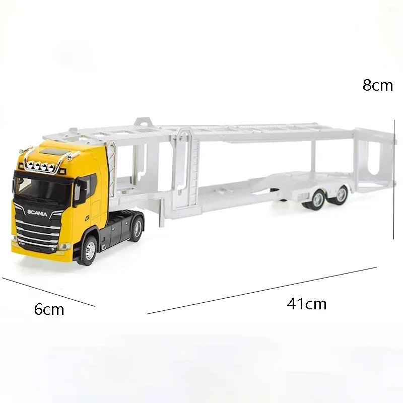 1:50 SCANIA Diecast Metal Model Toy Container truck Pull Back With Sound & Light Trailer Car Toys Xmas Gifts