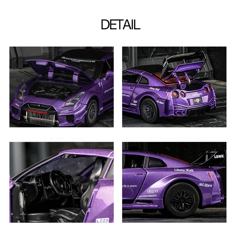 1:32 GT-CSR2 Alloy Exquisite Sports Car Model Fast Furious Simulation Miniature Toys Sound Light Children Gift Collect Hobby