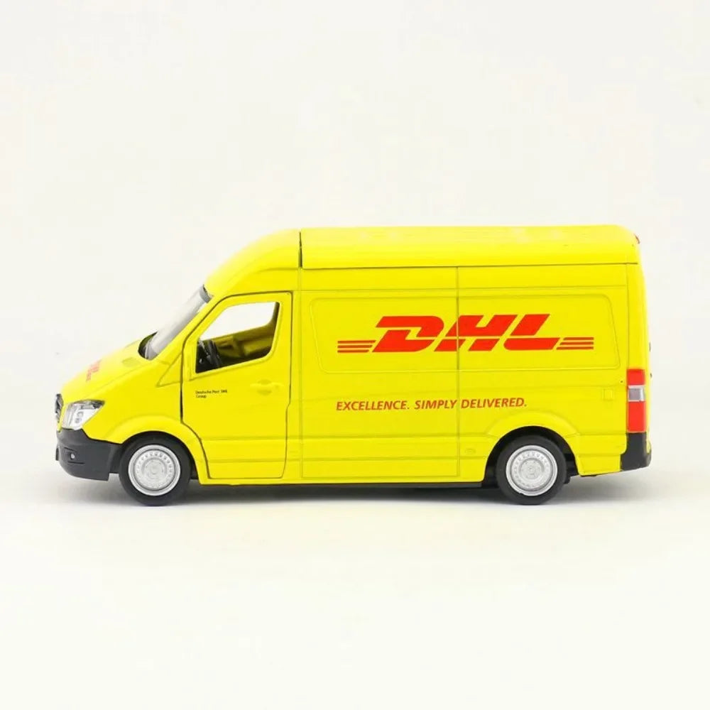 1:36 DHL Express Delivery Truck Model Toy Sprinter MPV Business Vehicle Alloy Diecast Static Simulation Model for Boy Gifts