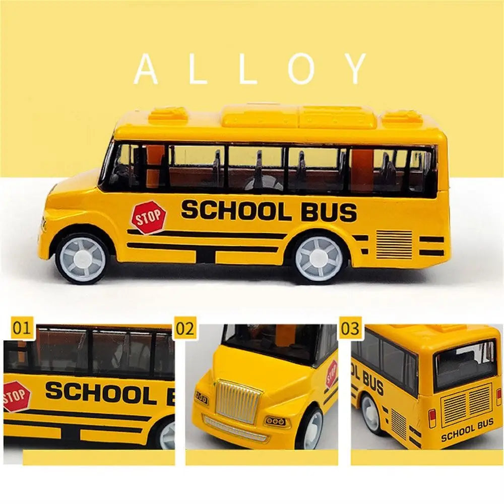 Vehicle Model Alloy Bus Model High Imitation Ornaments Pull Back Car Bus Shape Simulation School Bus Model Collection Toys