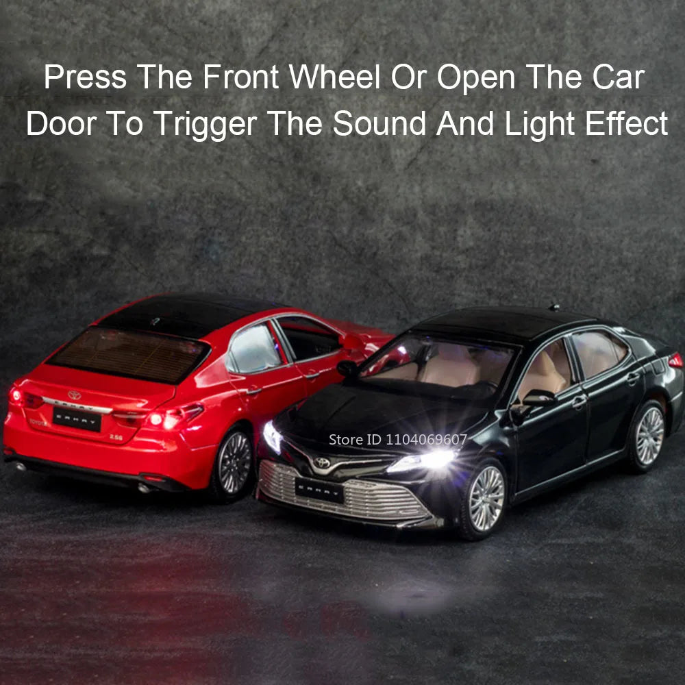 1:34 Scale Camry Mini Toy Model Cars Alloy Diecast Sound Light 4 Doors Opened Pull Back Ornament Vehicles for Kids Gifts