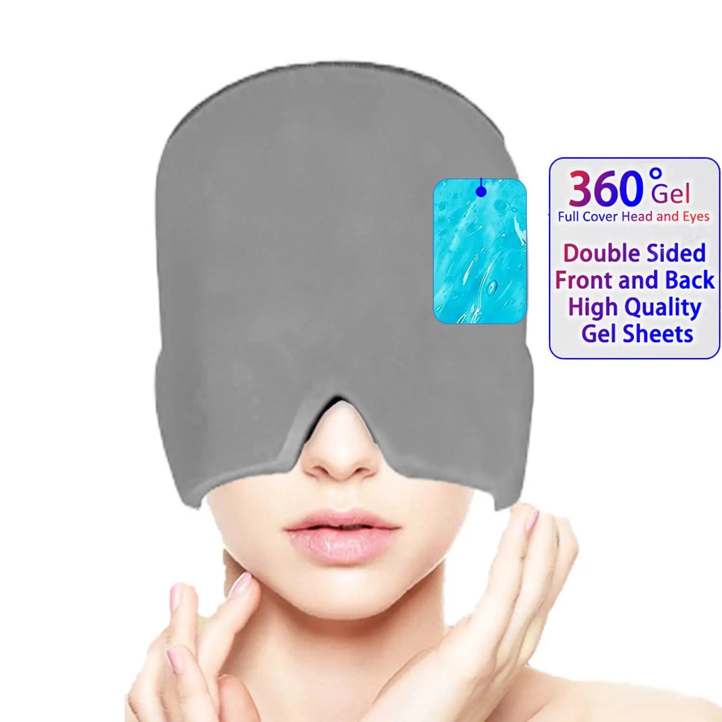 Migraine Headache Hat Head Eye Coverage Gel Hot Cold Therapy Headache Migraine Relief Cap Pressure Pain Relief Head Massage