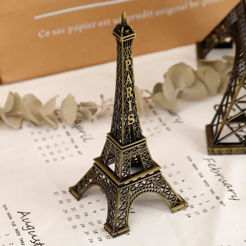 Bronze Paris Eiffel Tower Metal Crafts Home Decor Figurine Statue Model Miniatures Souvenir Home Interior Design Accessories