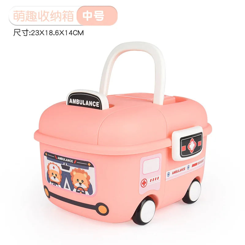 Children's Cartoon Cute Fun Storage Box Cartoon Pulley Design Handling Worry-free Household Baby Sundry Storage Box Sub