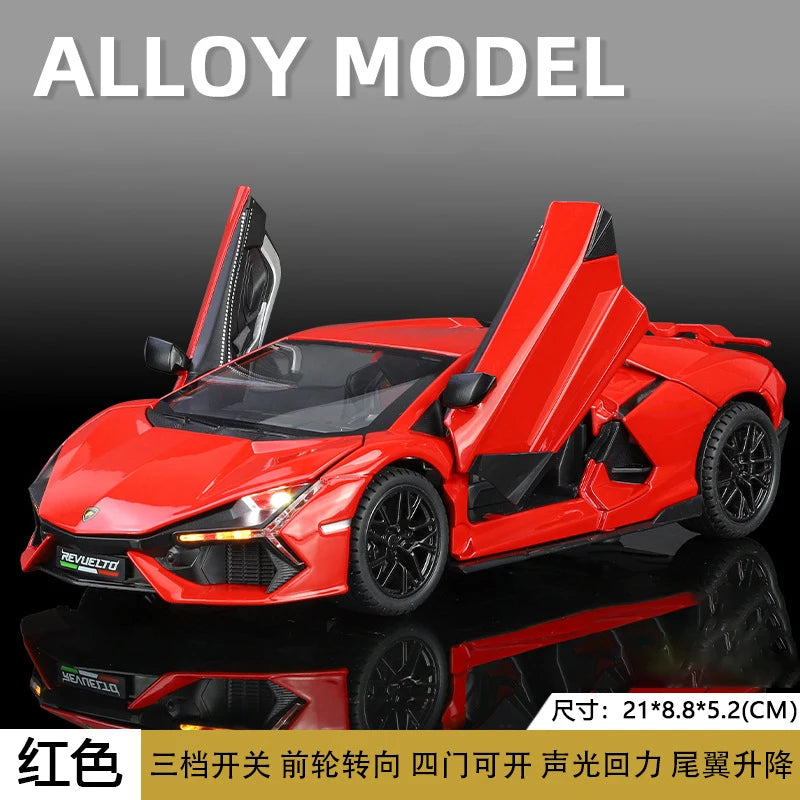 New 1:24 Lambos Revuelto Supercar Alloy Model Car Toy Diecasts Metal Casting Sound and Light Car Toys For Children Vehicle