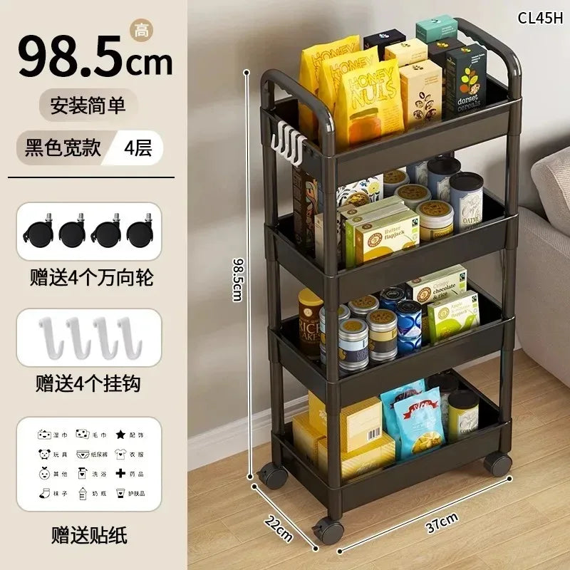 Household Multi-layer Small Cart Storage Rack Floor To Floor Kitchen Bedroom Bathroom Storage Rack Storage Rack With Wheels