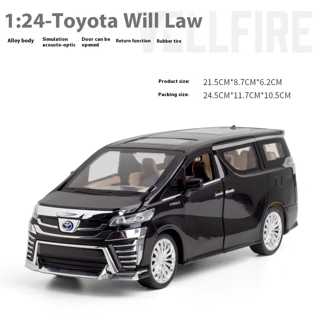 1:24 TOYOTA Vellfire MPV Alloy Car Model Diecasts Metal Toy Model Trendy Ornaments Interior Decorations Kids Toys Gift For Boy