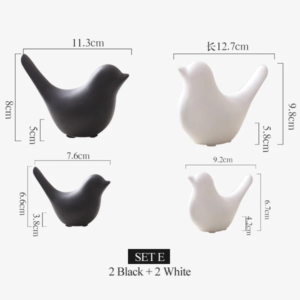 Nordic Creative White Ceramic Bird Figurines Home Decoration Accessories Party Crafts for Living Room Shelves Wedding Ornaments