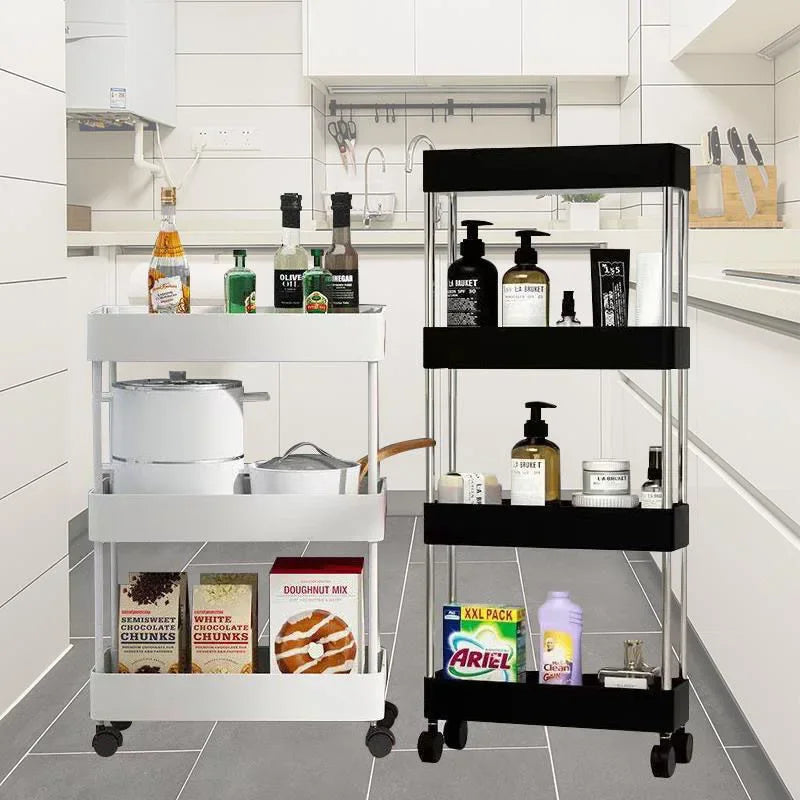 Bathroom Storage Rack With Wheels 3/4 Layer Rolling Utility Cart Bathroom Storage Organizer Multi-purpose Utility Cart