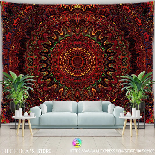 Mandala Tapestry Wall Hanging Boho Wall Cloth Room Decor Aesthetic Psychedelic Hippie Sun Moon Tapestry Bedroom Home Decoration