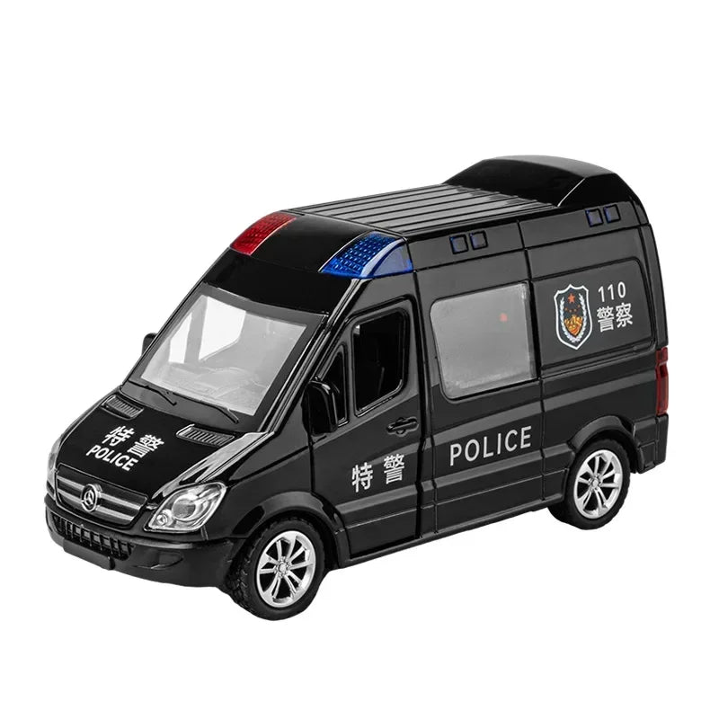 1: 36 Mercedes Benz City Service Vehicle Public Security Fire Special Police Ambulance Alloy Model Sound Light Echo kid's Toy