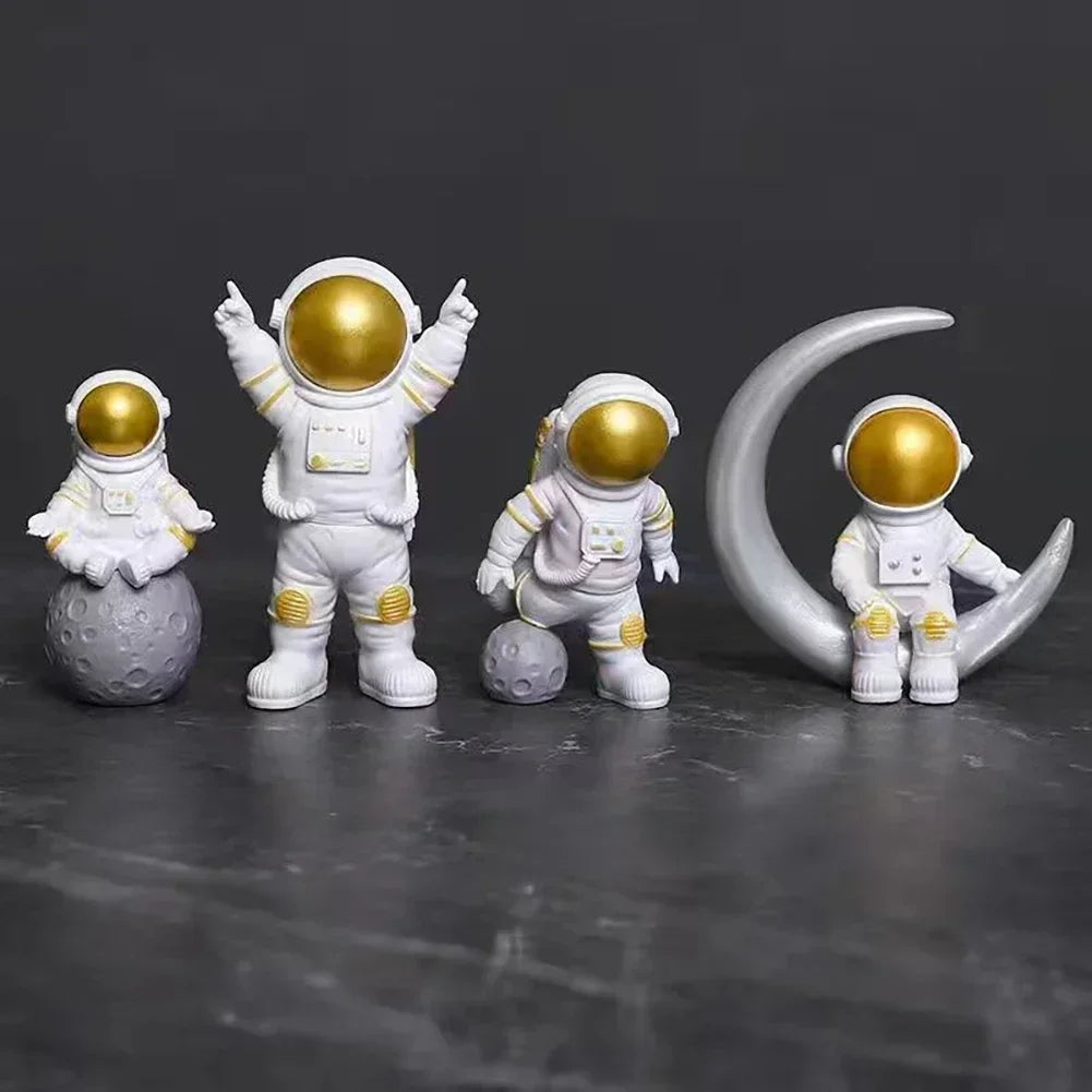 4pcs Resin Astronaut Model Figure Statue Astronaut Sculpture Educational Toy Desktop Home Decoration Model Children's Gifts