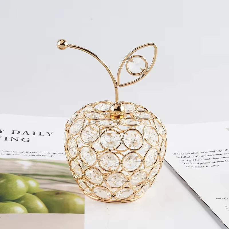 Creative Crystal Apple Ornaments Bling Rhinestone Pineapple Shape Miniatures Snow Pear Crafts Home Decoration Photography Props