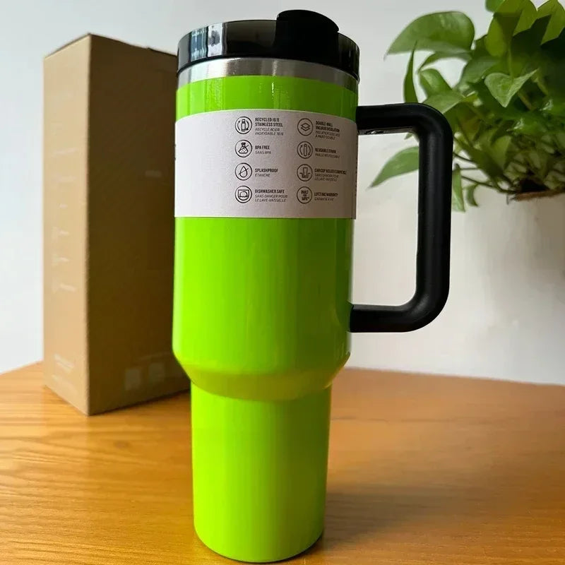 2024 New  Handle Straw Lid Stainless Steel 30oz/40oz Vacuum Insulated Car Mug Double Wall Thermal Iced Travel Cup