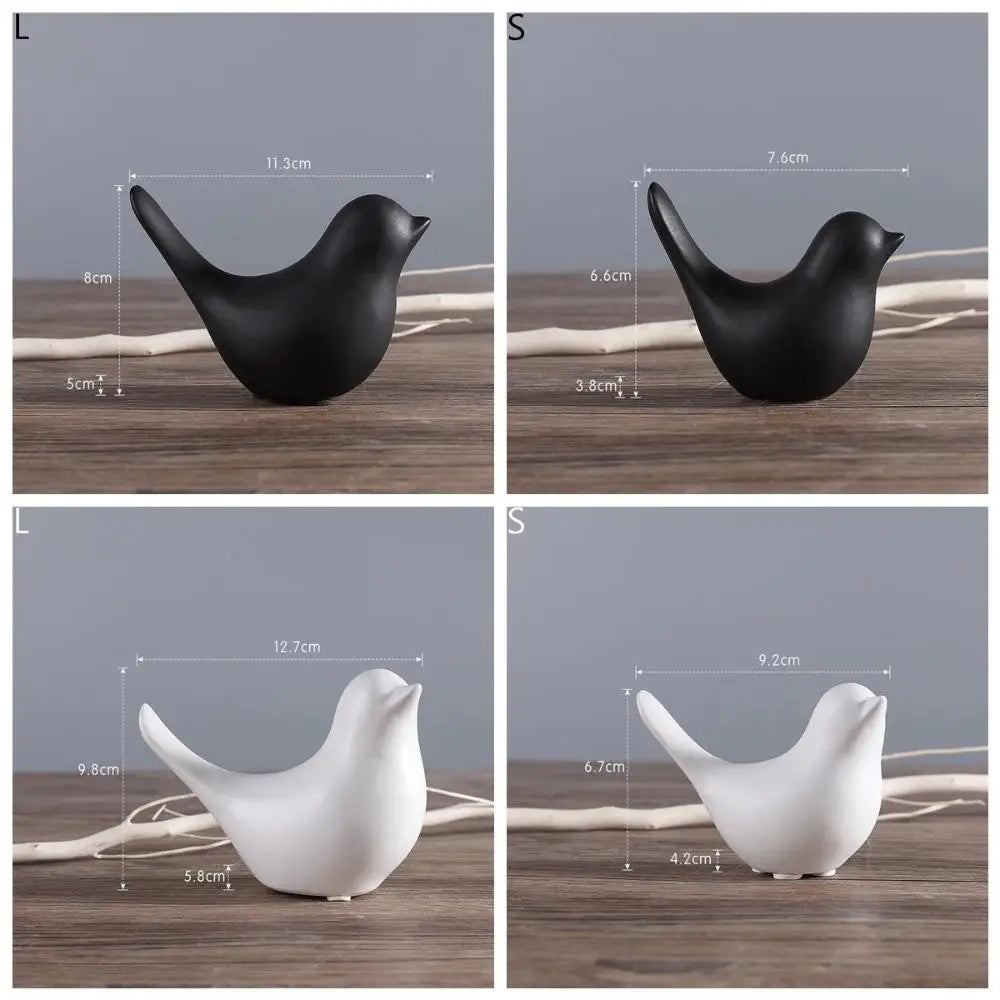 1/4Pcs Nordic Style Ceramic Bird Figurines Black White Bird Sculpture Party Crafts for Living Room Shelves Wedding Ornaments