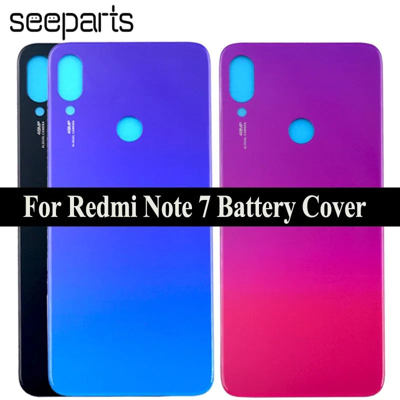 For Xiaomi Redmi Note 7 Battery Cover Rear Door Back Housing Case Middle Chassis Replacement Parts Note 7 Pro Back Glass Cover