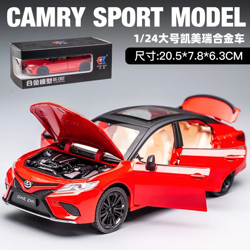 1:24 Toyota Camry Alloy Car Model Toys Metal Diecast High Simulation Strong Vehicle Model Sound Light Toy For Boys Birthday Gift