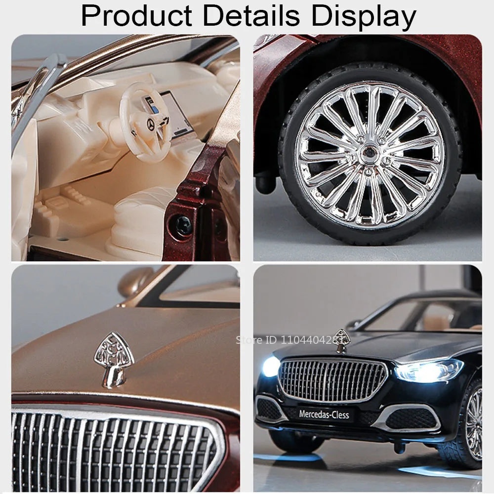 1:24 Maybach S680 GLE350 Car Toys Diecast Alloy Model Sound Light Pull Back Doors Opened Front Wheel Steering Vehices Kids Gift