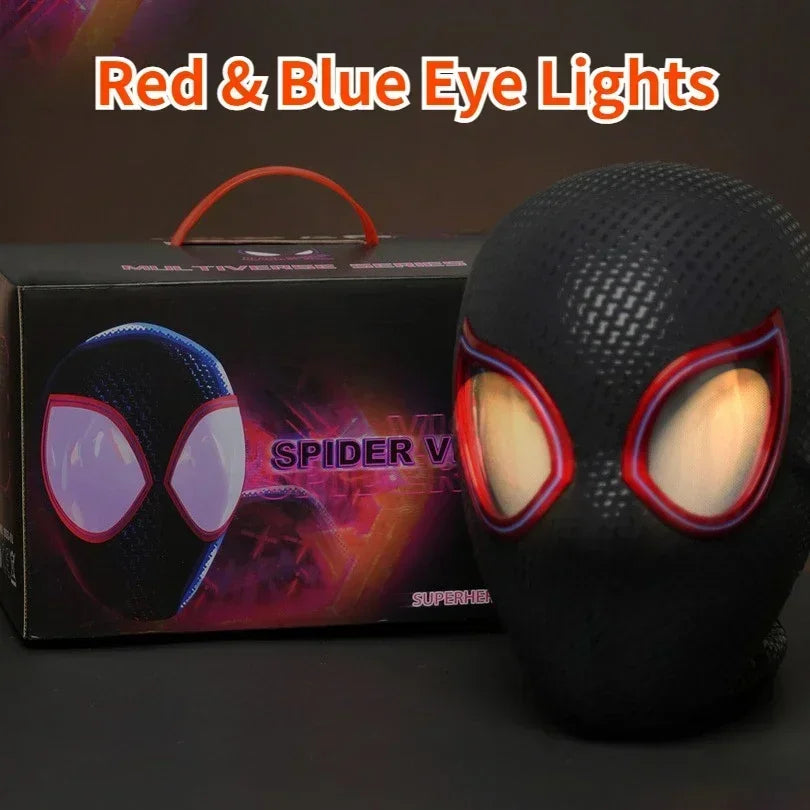 Marvel Mascara Miles Spiderman Headgear Cosplay Moving Eyes Electronic Mask Spider Man 1:1 Remote Control Toys for Adults Gift