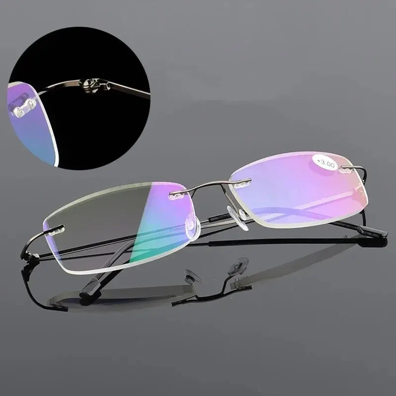 Ultralight TR90 Memory Titanium Rimless Reading Glasses Men&Women Presbyopic Eyeglasses +1.0 +1.5 +2.0 To+3.5 +4.0