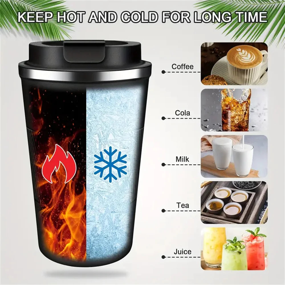 Stainless Steel Insulated Cup 12.85/17.25oz Double-layer Leak-Proof Travel Mug For Outdoor Sports Car Use Portable Vacuum Bottle