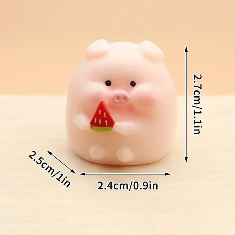 Cute Cartoon Pink Pig Figurine Miniaturas Ornament Resin Kawaii Pig Home Decor Figurines Desk Decoration Miniatures Room Decor