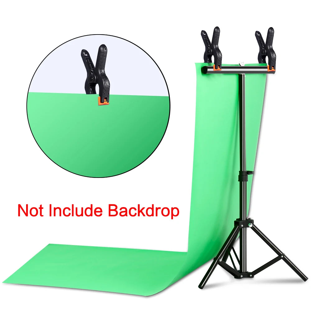 T-Shape Portable Background Stand Kit Adjustable Photography Background Photo Backdrop Frame with Spring Clamps For Photo Studio