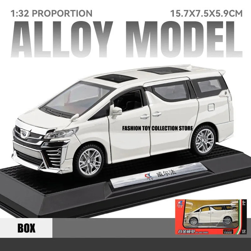 1:32 VELLFIRE Alloy Car Model Diecasts Toy With Sound and Light Vehicles Open To 6 Doors Decoration Toys For Kids Gift