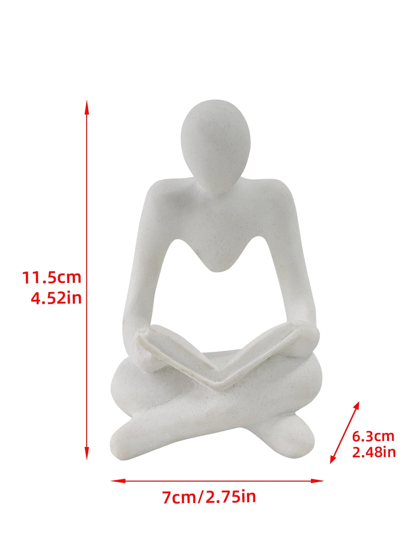 Minimalist Creative Sitting Reader Sculpture - Resin Art Craft, Home Decor Piece for Bookshelf, Living Room, Office