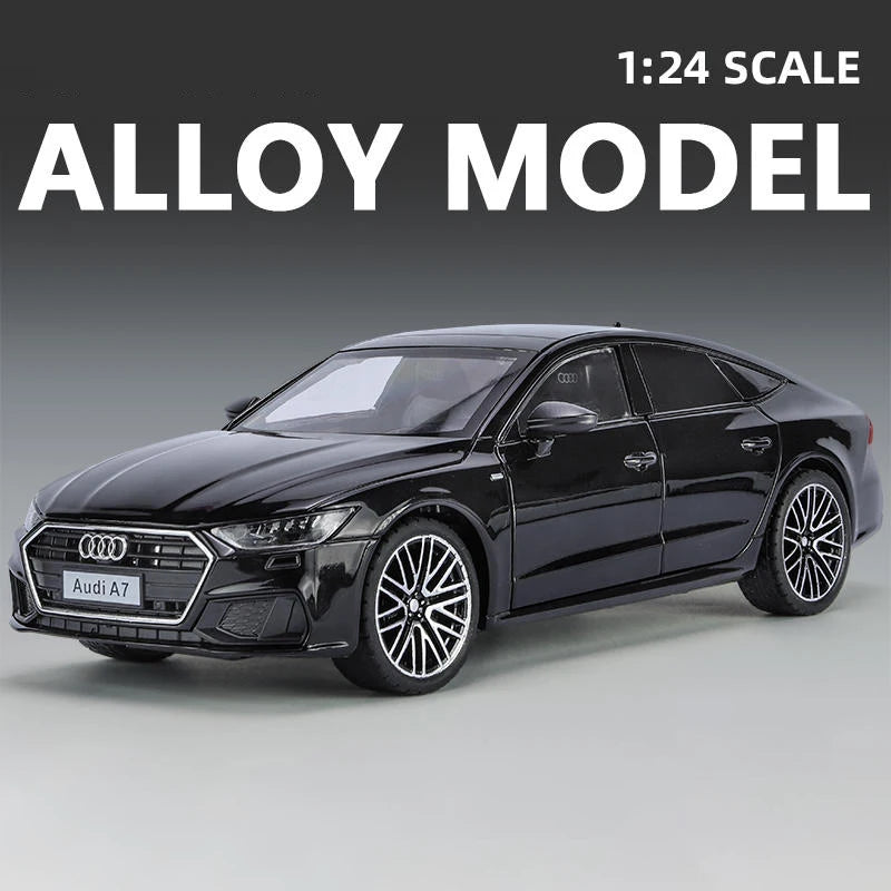 1:24 Audi A7 Alloy Toy Car Model Wheel Steering Sound and Light Children's Toy Collectibles Birthday Gift