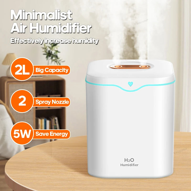 2000ml Double Spray Air Humidifier Essential Oil Diffuser Household Electric Aromatic Diffuser Ultrasonic Silent Cool Mist Maker