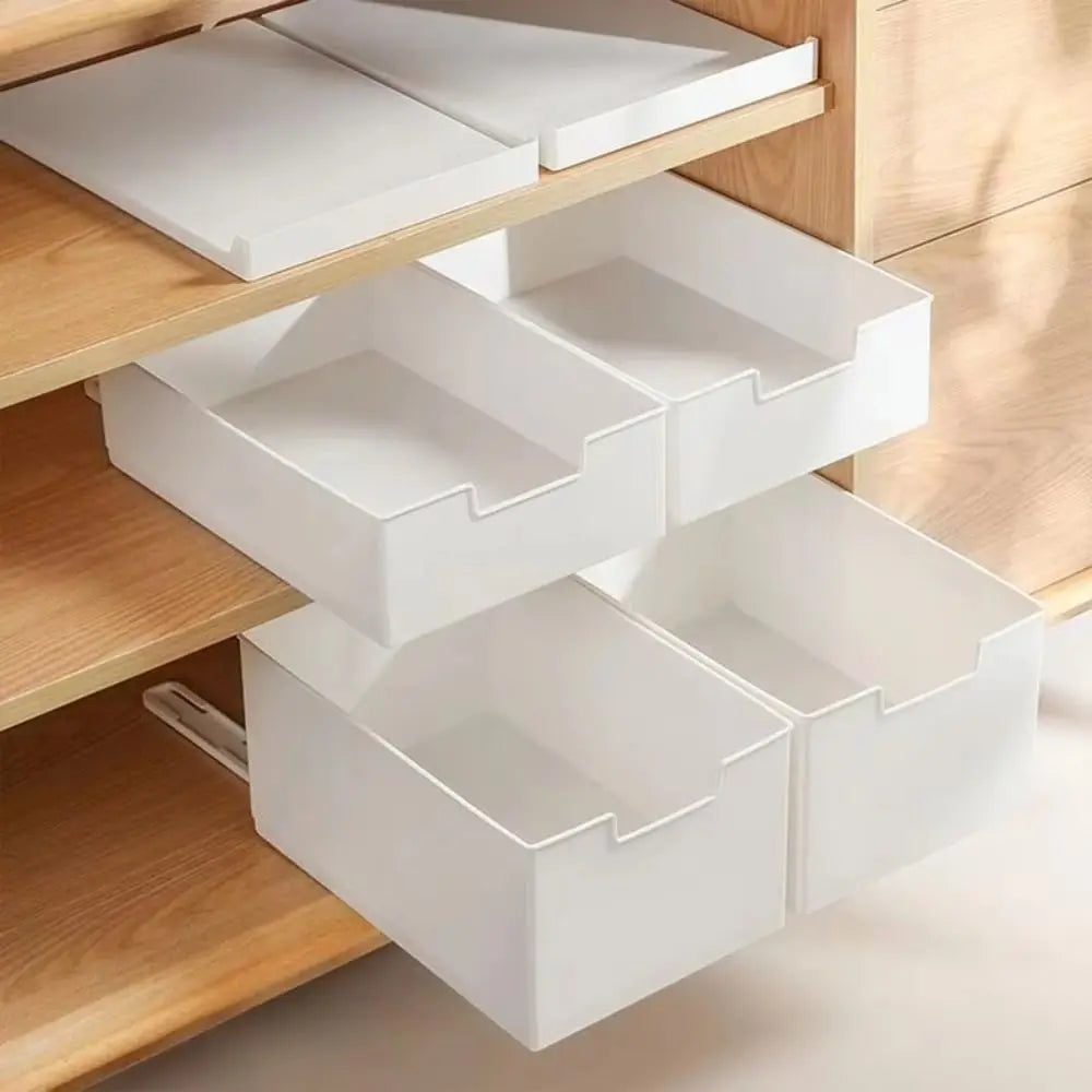 Portable Pull Out Cabinet Drawer Organizer Slide Out Space Saving Storage Shelves Plastic Storage Rack