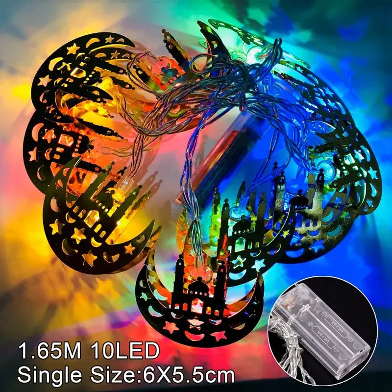 Eid Mubarak Moon Star Led String Lights Ramadan Decoraion for Home 2025 Ramadan Kareem Muslim Islam Al Adha Party Supplies