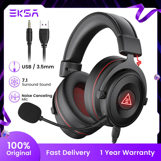 EKSA E900 Pro USB Gaming Headphone,7.1 USB Surround Sound Computer Headset Earphones With Microphone for for PC PS4/5 Xbox