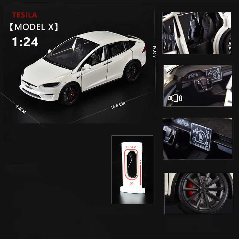 1:24 Model X Model Y Model 3 Alloy Die Cast Toy Car Model Sound and Light Children's Toy Collectibles Birthday gift