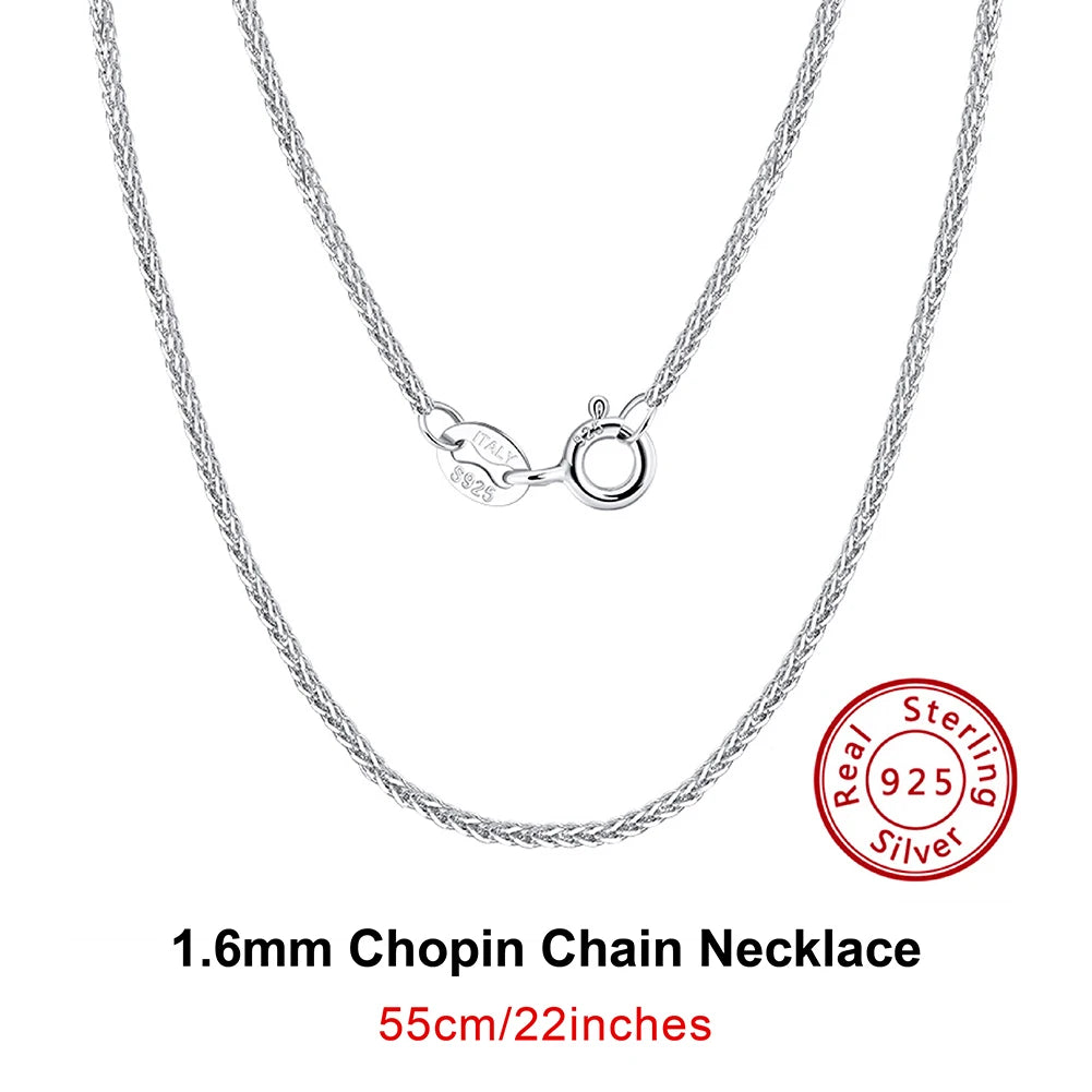 Rinntin 925 Sterling Silver Italian Handmade 1.2mm Chopin Chain Necklace for Women Fashion Simple Basic Neck Chain Jewelry SC53