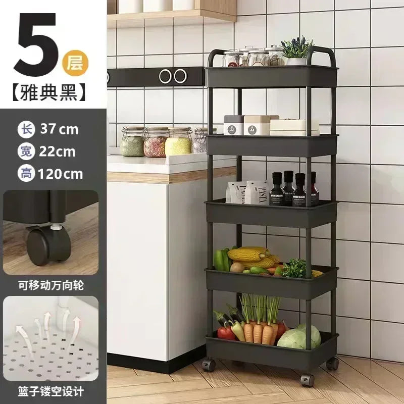 2025 4/5 layer Multi-Layer Trolley Rack Kitchen Floor Bedroom Baby Snacks Mobile Bathroom Bathroom Storage Storage Rack