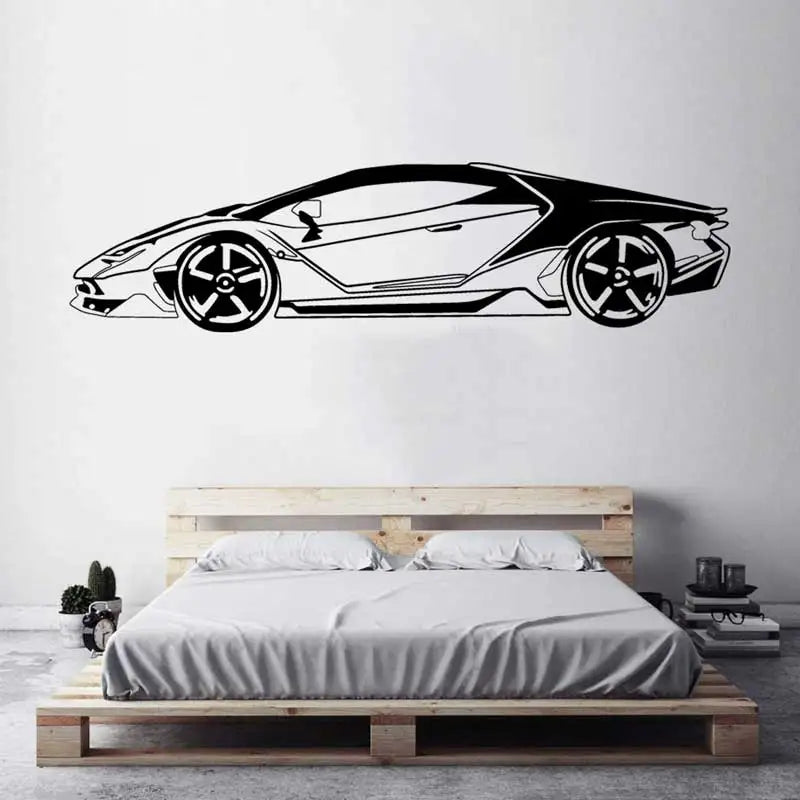 Car Silhouette Vinyl Wall Sticker Sport Car Racing Car Service Center Garage Auto Beauty Shop Home Bedroom Decorative Decal Gift