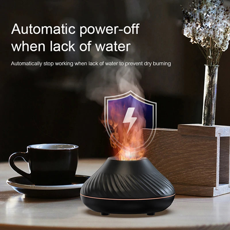 Portable Flame Air Humidifier 130ml USB Volcanic Aroma Essential Oil Diffuser with Nordic Desktop Home Style Atmosphere Light