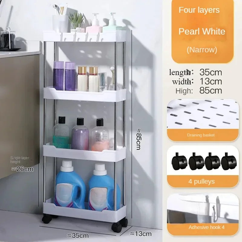 Push Trolley Shelf Floor Multi-layer Bathroom Bathroom Crevice Living Room Storage Trolley Kitchen Crevice Shelf