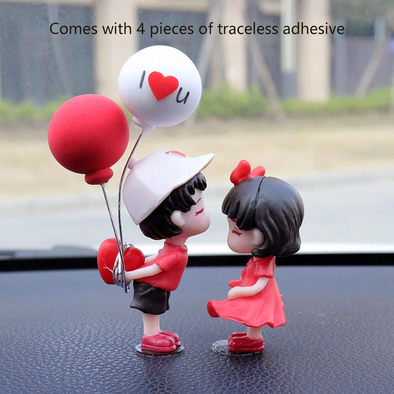 Cute Lovers In-vehicle 3D Ornament Valentine's Day Gift Desktop Home Decor Resin Couples Figurine Decoration Office Bedroom