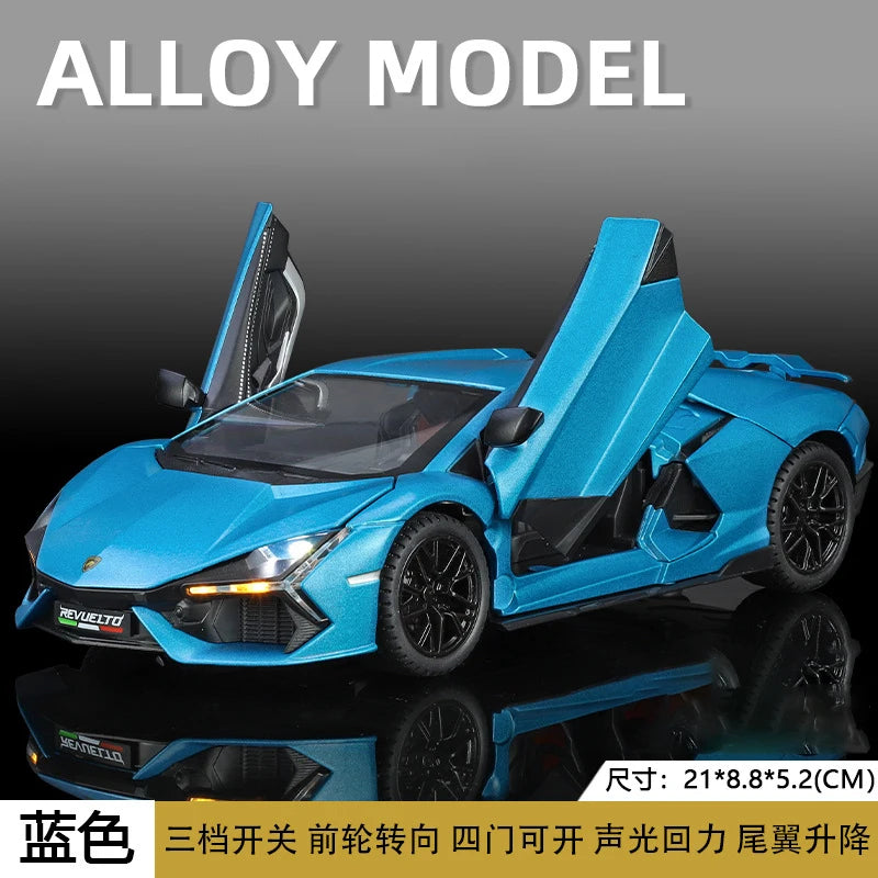 New 1:24 Lambos Revuelto Supercar Alloy Model Car Toy Diecasts Metal Casting Sound and Light Car Toys For Children Vehicle